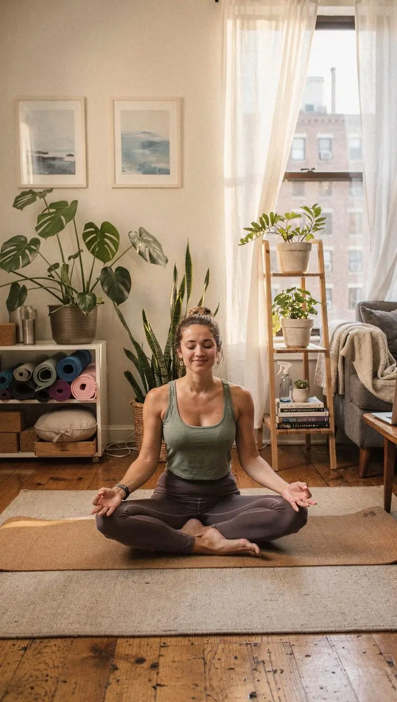 Sypialnia z wielofunkcyjnymi meblami i przytulnym oświetleniem.