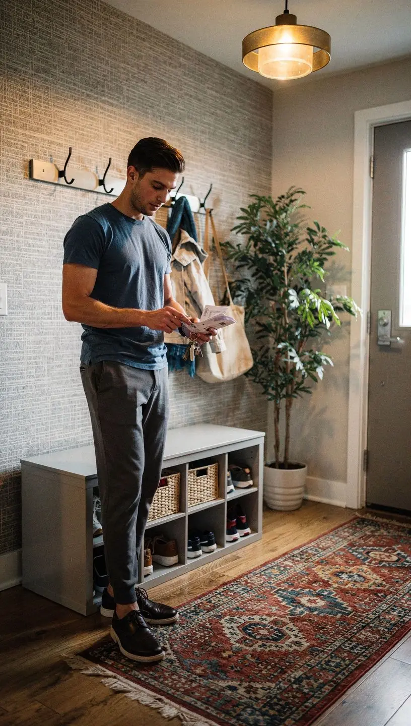 Przestronna łazienka z optymalnym wykorzystaniem przestrzeni i eleganckim oświetleniem.